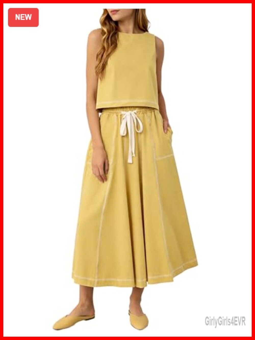 Women's 2 Piece Maxi Skirt Set Sleeveless Tank Top High Waist Cotton